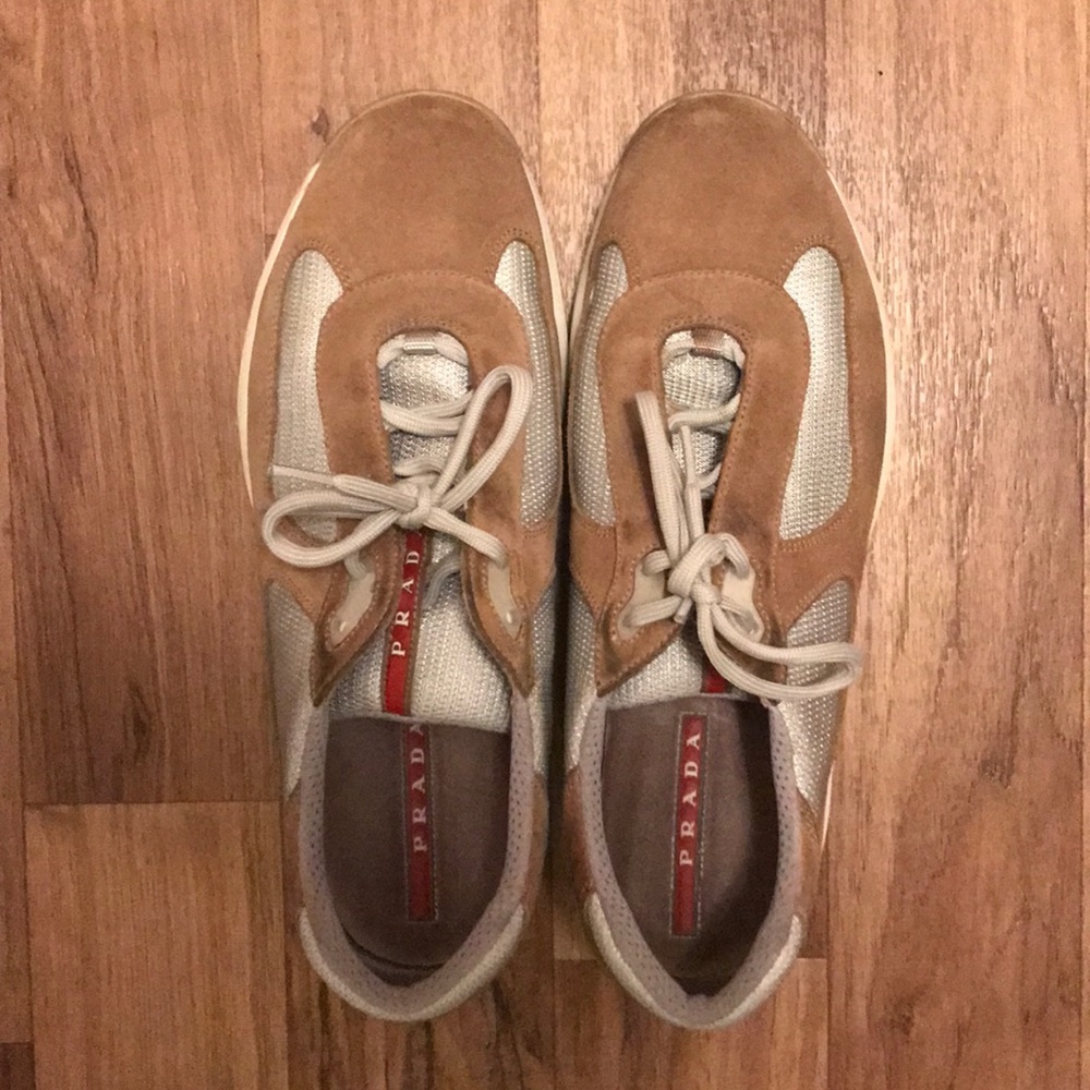 Prada tan suede Cup low sneaker. Size 12